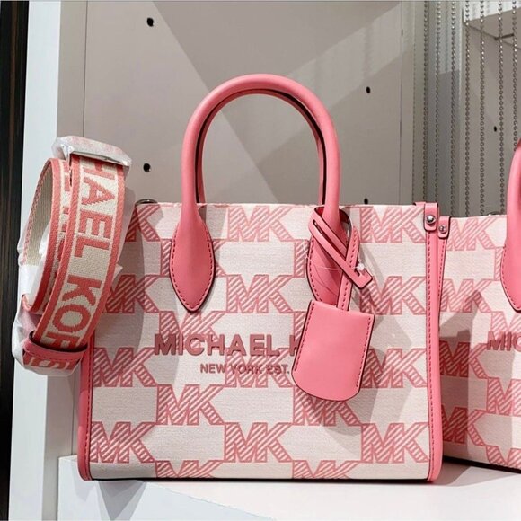 Michael Kors Handbags - Michael Kors mirella purse tote small shopper top zip crossbody bag tea rose